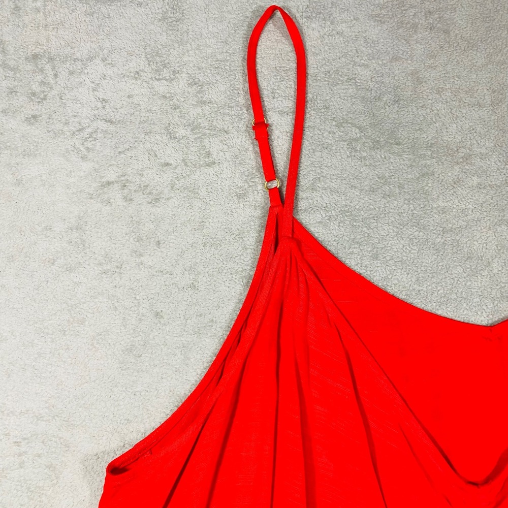 Ava & Viv Camisole Women 4X Red Ruched Drawstring V-Neck Adjustable Straps - Picture 2 of 15